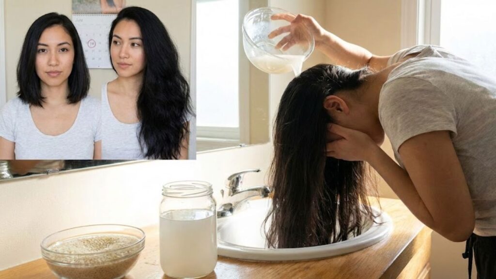 Women Trying Rice Water Hair