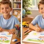 Spot the Difference Challenge: Find 3 Changes Hidden in the Boy Drawing Scene Within 7 Seconds